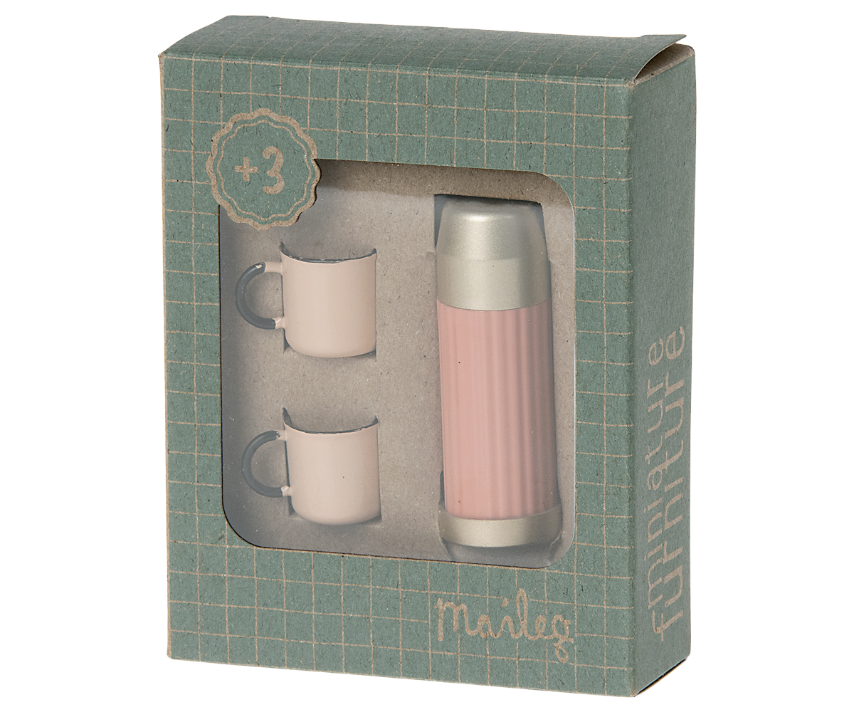 Thermos and Cups Set, Soft Coral - Maileg Accessories for Mice Thermos and Cups Set, Soft Coral - Maileg Accessories for Mice