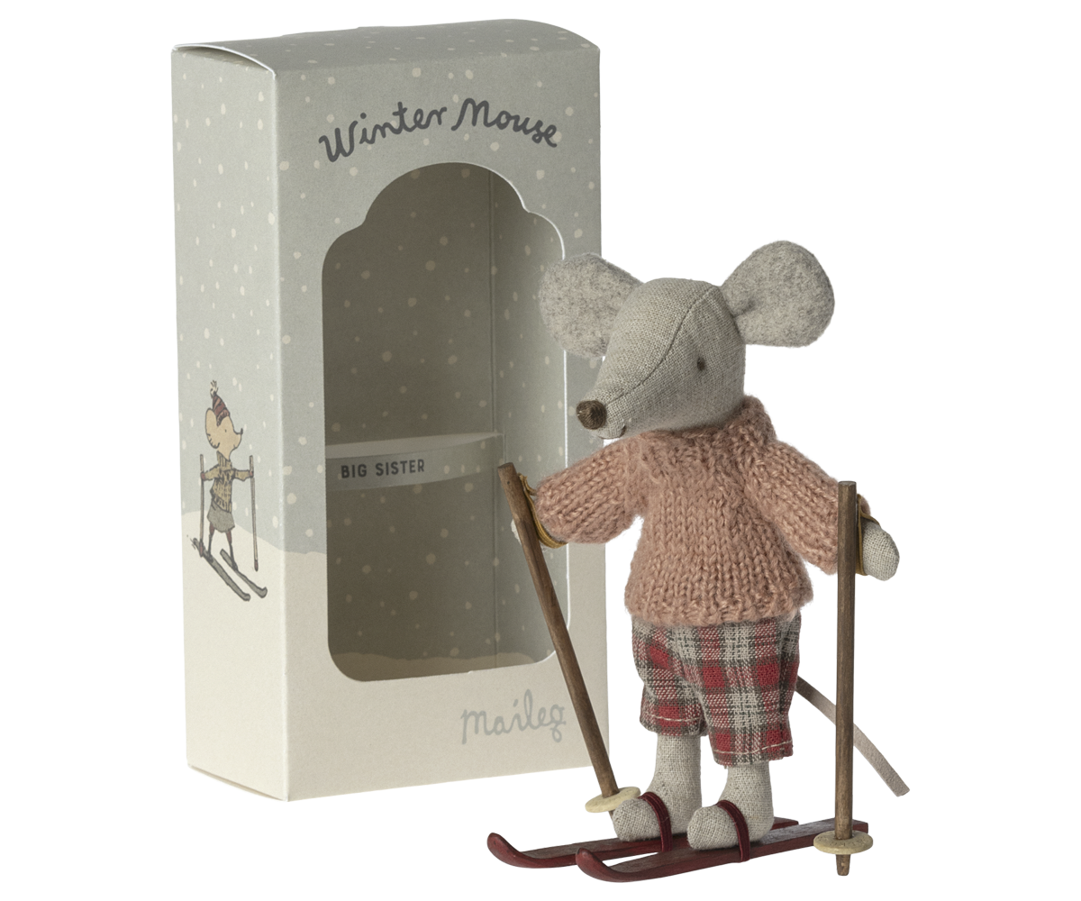 Winter Mouse with Ski Set, Big Sister - Maileg USA Winter Mouse with Ski Set, Big Sister - Maileg USA