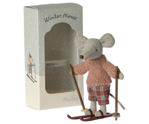 Winter Mouse with Ski Set, Big Sister - Maileg USA Winter Mouse with Ski Set, Big Sister - Maileg USA