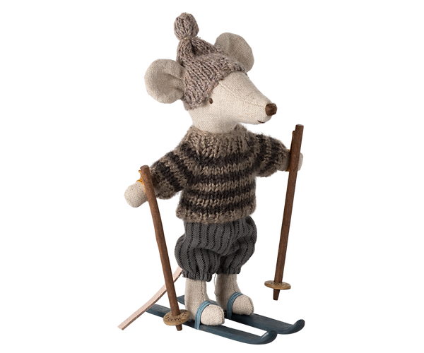Winter Mouse with Ski Set, Big Brother, Grey – Maileg - Maileg USA