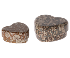 Metal Heart Box, 2 pcs - Blue Blossom