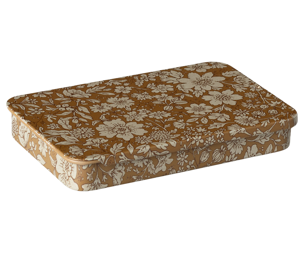 Metal box w. sliding lid, Blossom - Ocher - Maileg USA