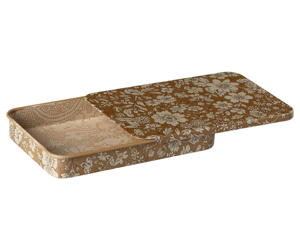 Metal box w. sliding lid, Blossom - Ocher - Maileg USA