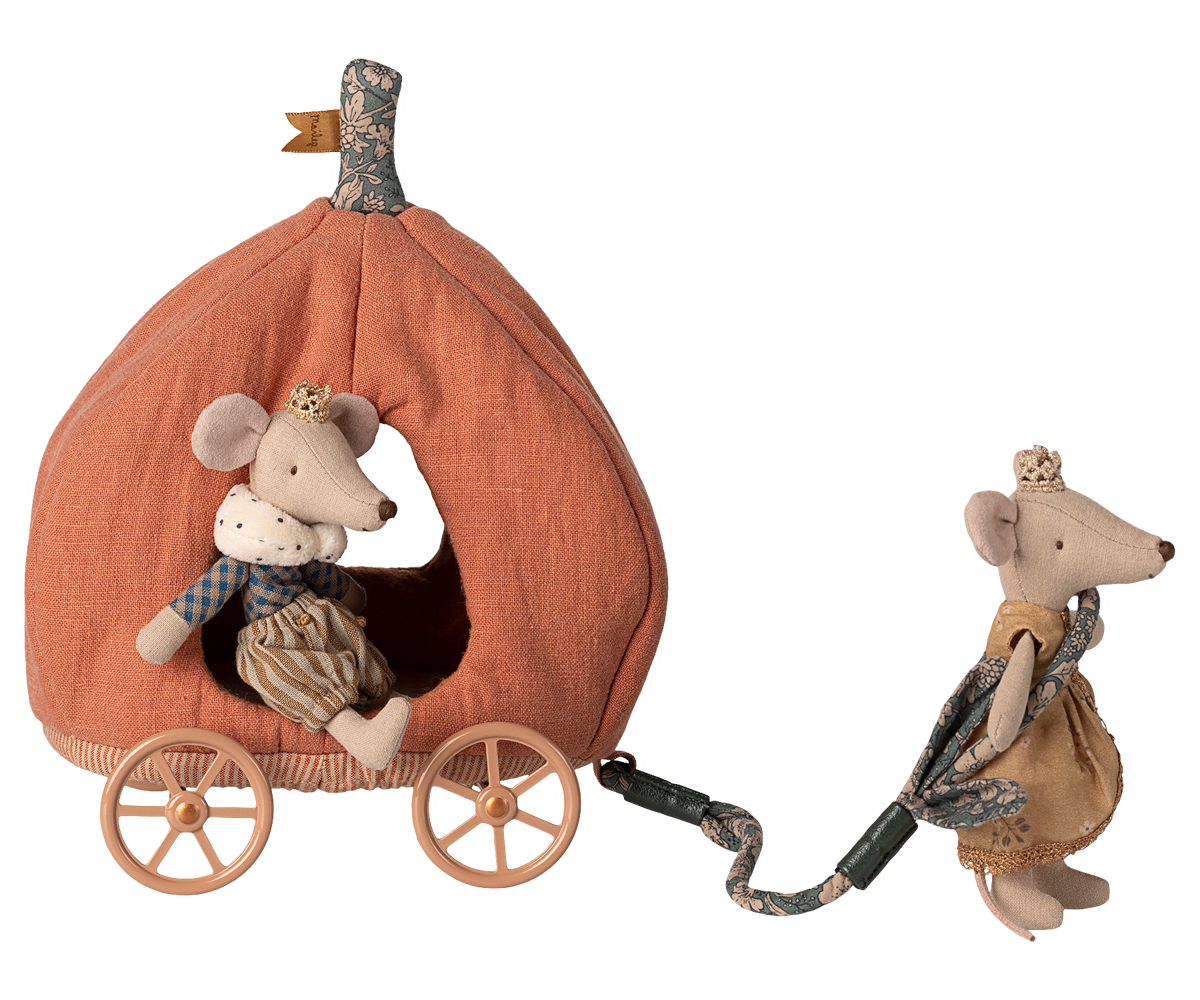 maileg little feather mouse with tent Pumpkin carriage, Mouse