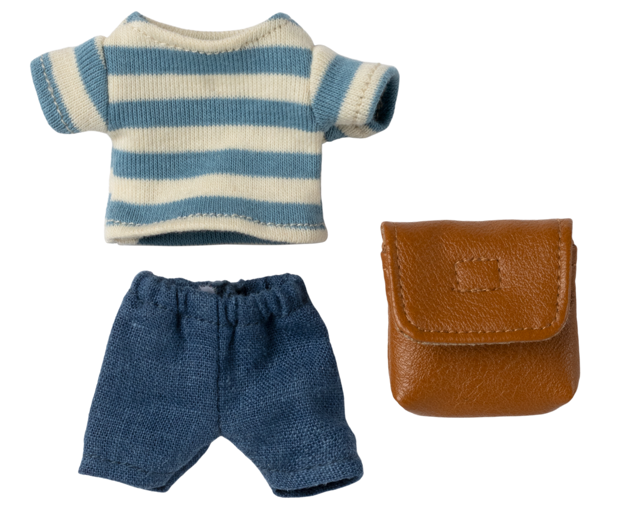 Clothes and bag, Big brother mouse - Brown - Maileg USA