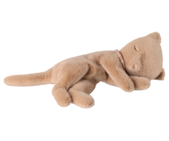 Sleeping kitten plush, Small - Cream peach