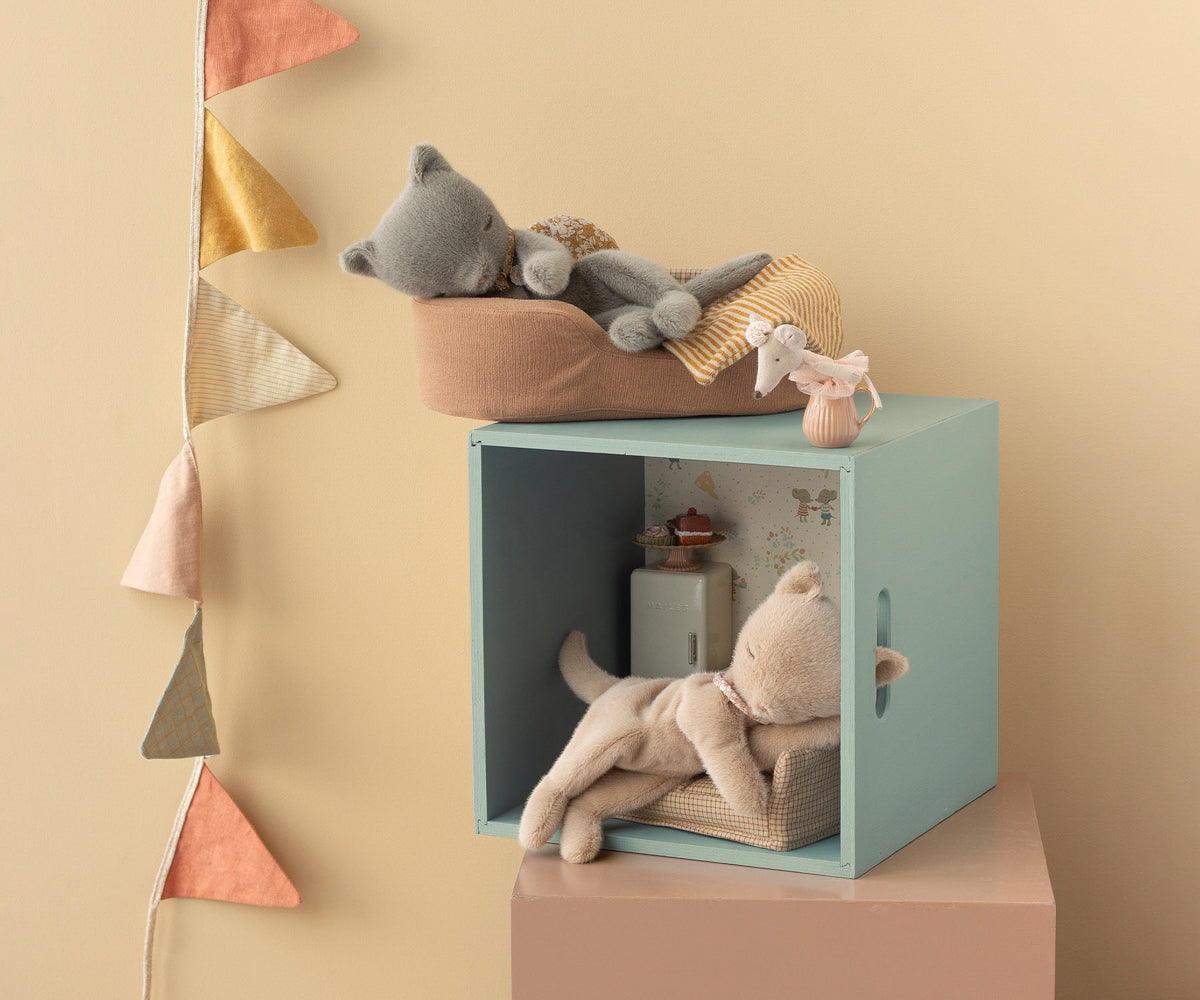 Sleeping kitten plush, Small - Grey - Maileg USA