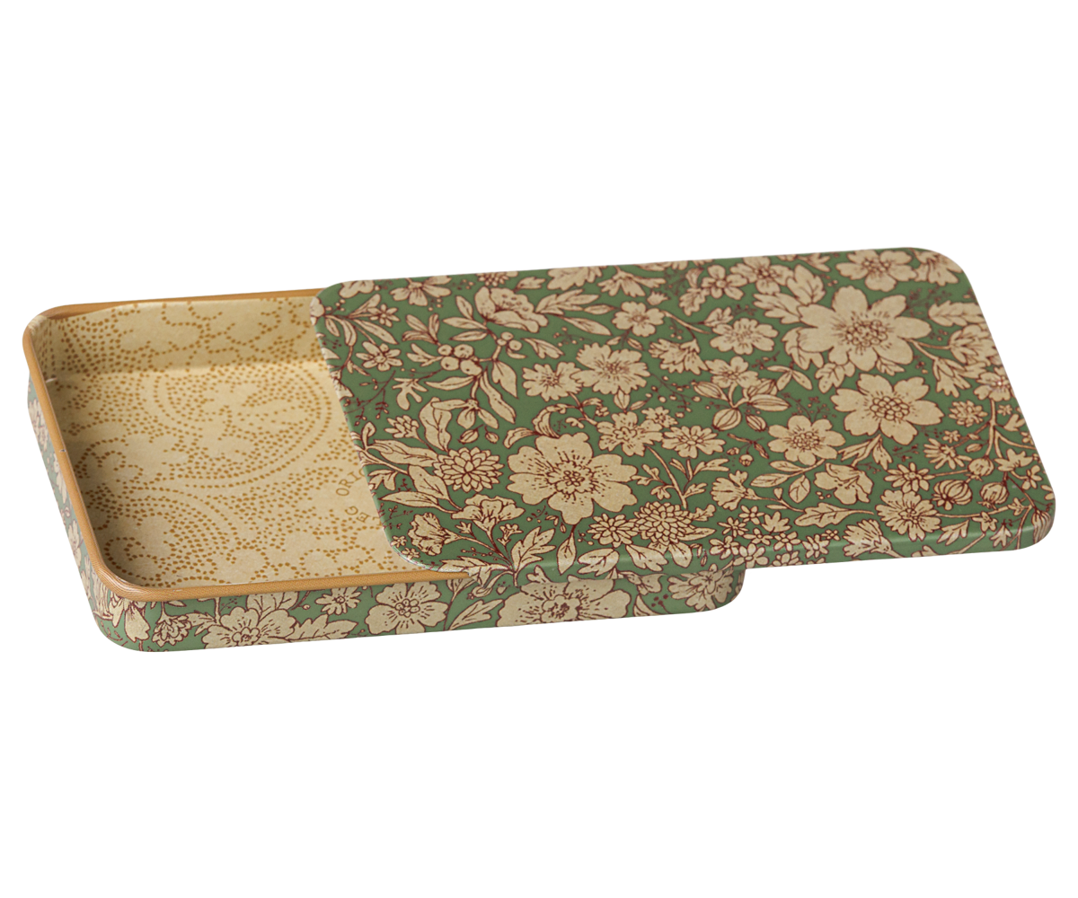 Metal box w. sliding lid - Blossom - Blue - Maileg USA