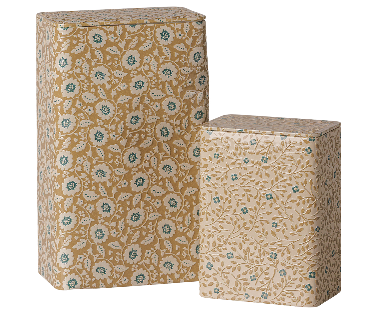 Metal box set - Flowers - Ocher/Blue - 2 pcs - Maileg USA