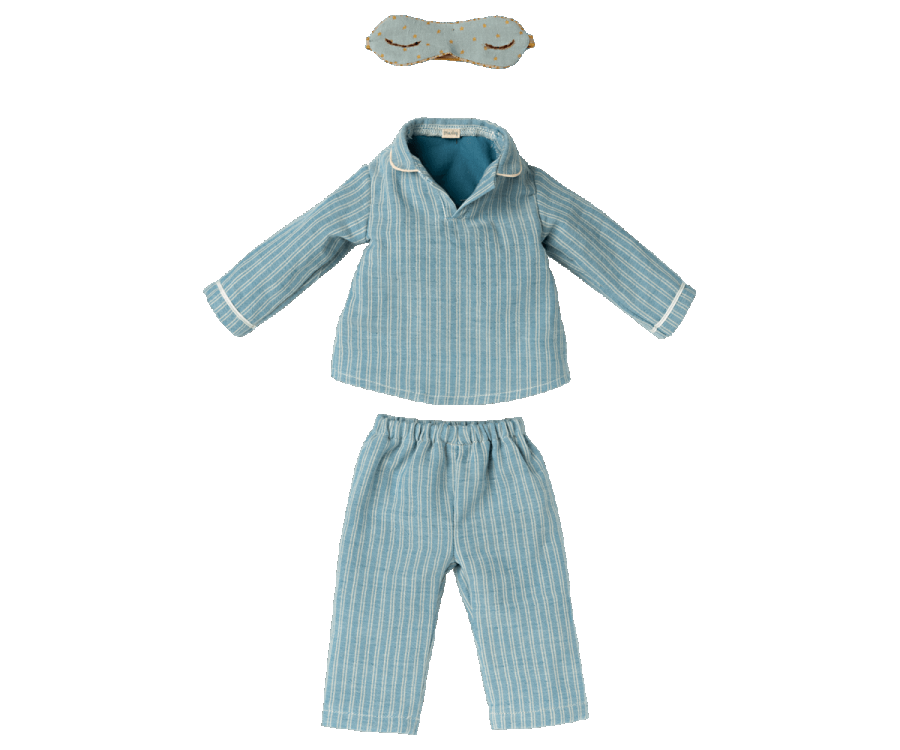 Matchbox Mouse Medium Outfit  Blue Striped Pajamas & Sleeping